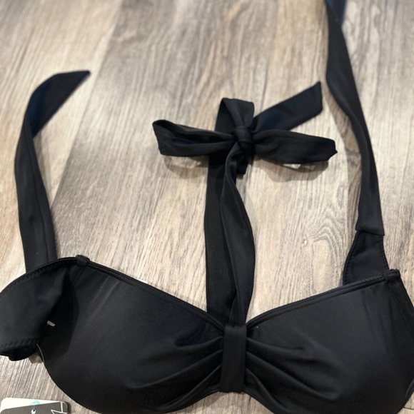 NWT Oakley black padded halter bandeau bikini swim top M - Picture 2 of 4